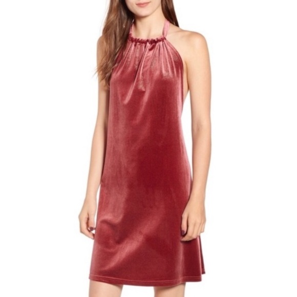 NWT BISHOP & YOUNG Velvet High Neck Mini Dress in Rose Gold - Picture 3 of 12